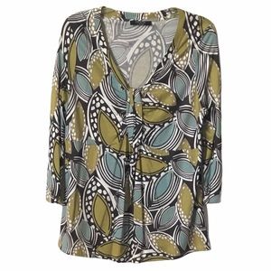 MODA WOMENS LONG SLEEVE V NECK TOP SZ XL